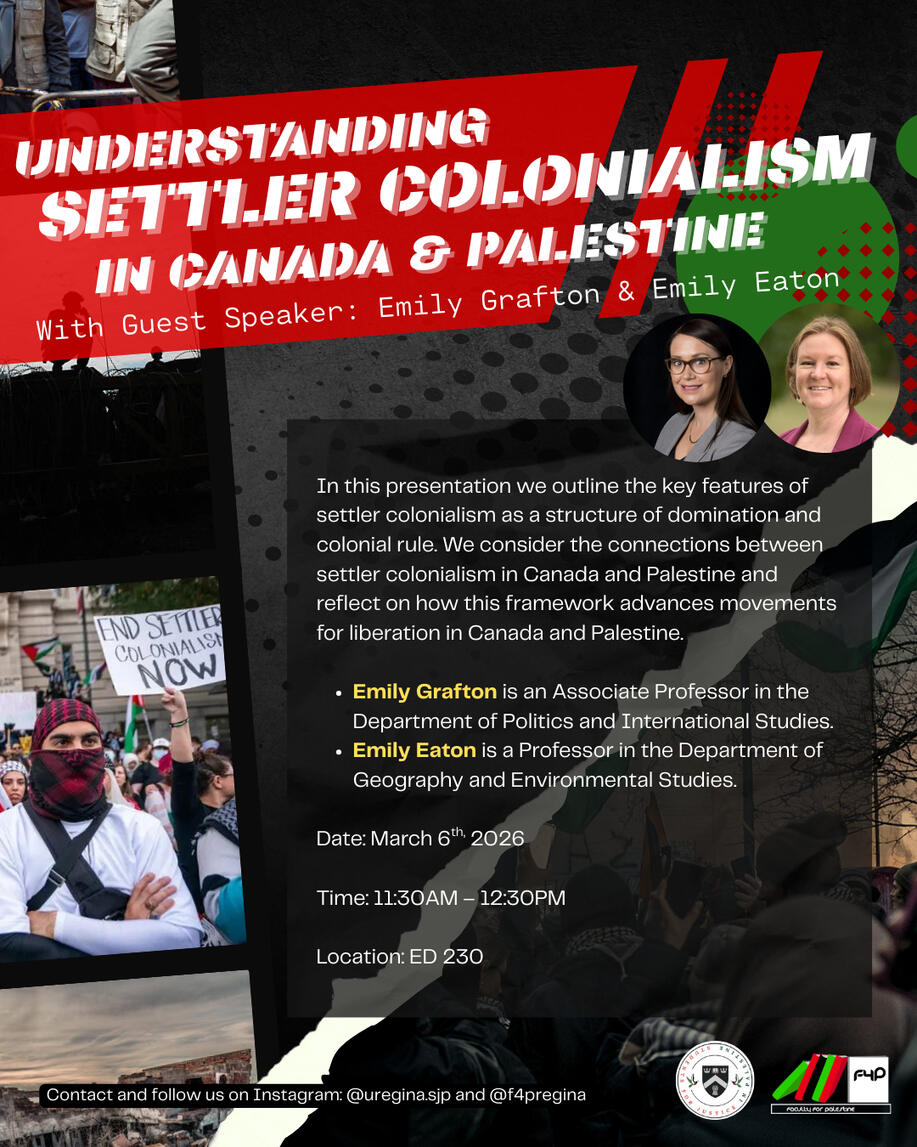 An Example of One of The Posts Made for the University of Regina Students for Justice in Palestine Group (SJP)